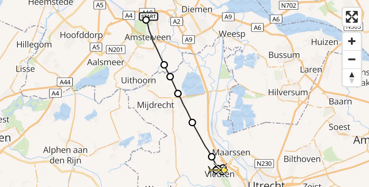 Routekaart van de vlucht: Lifeliner 1 naar Vleuten