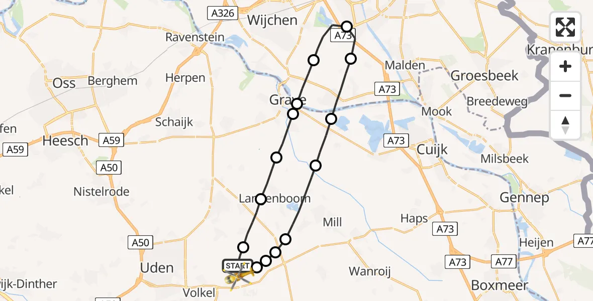 Vluchtroute Traumahelikopter Vliegbasis Volkel - Vliegbasis Volkel, 20 september 2022, 15:19