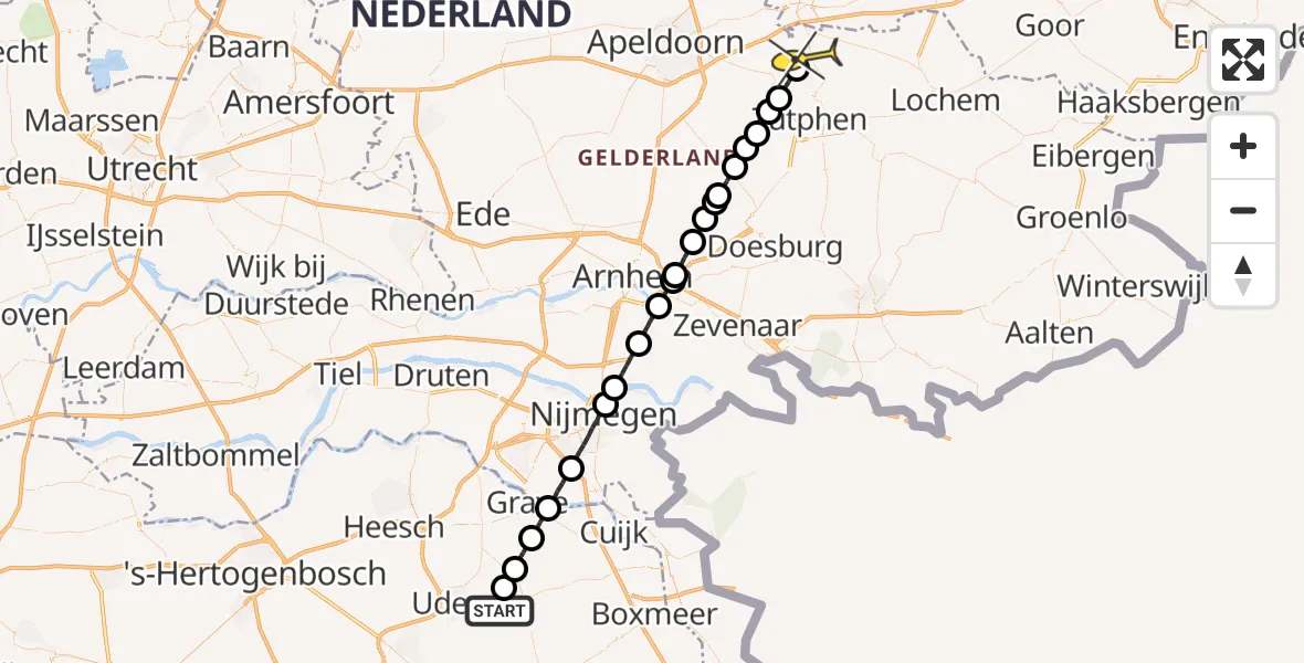 Routekaart van de vlucht: Lifeliner 3 naar Gorssel