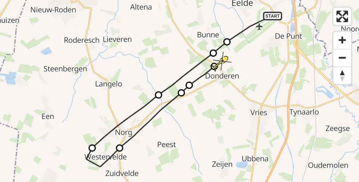 Routekaart van de vlucht: Lifeliner 4 naar Bunne