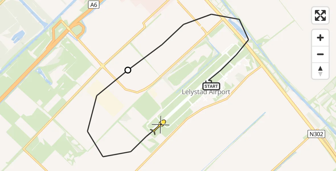 Routekaart van de vlucht: Traumahelikopter naar Lelystad