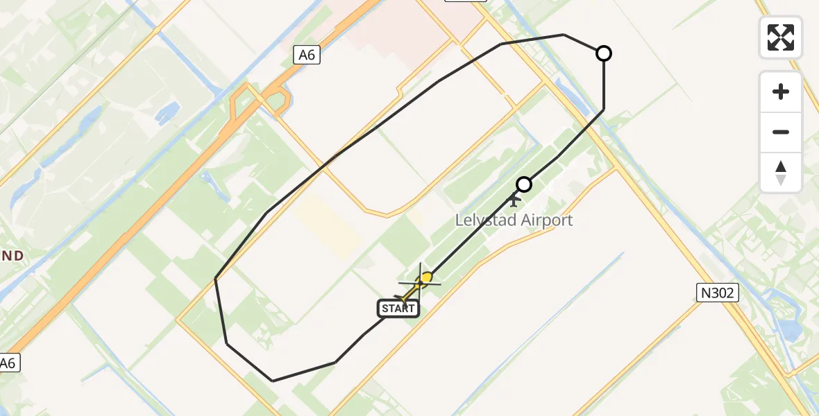 Routekaart van de vlucht: Traumaheli naar Lelystad