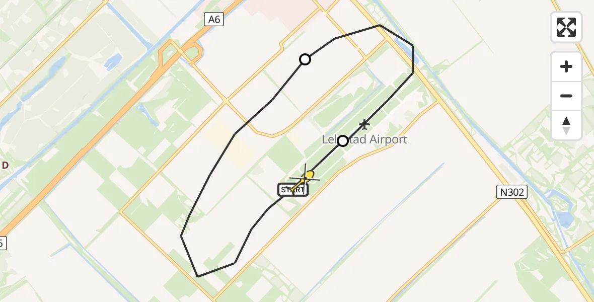 Routekaart van de vlucht: Traumahelikopter naar Lelystad