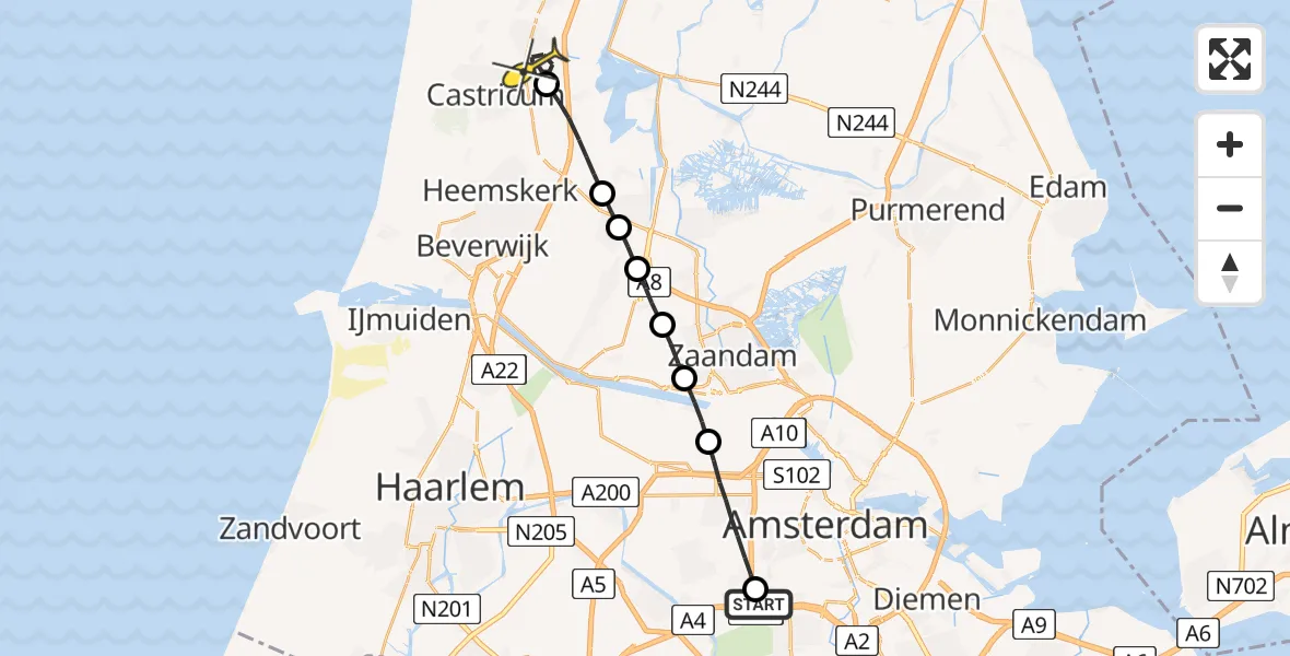 Routekaart van de vlucht: Lifeliner 1 naar Limmen