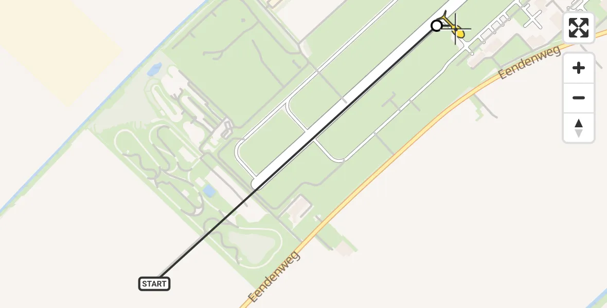 Routekaart van de vlucht: Traumahelikopter naar Lelystad Airport