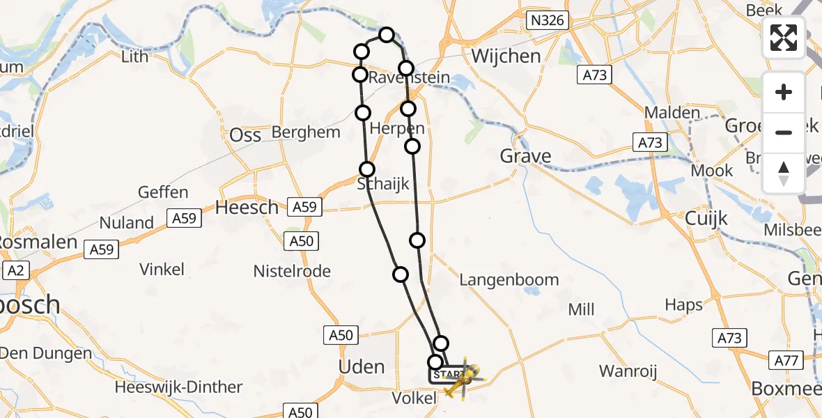 Vluchtroute Traumahelikopter Vliegbasis Volkel - Vliegbasis Volkel, 21 september 2022, 07:27