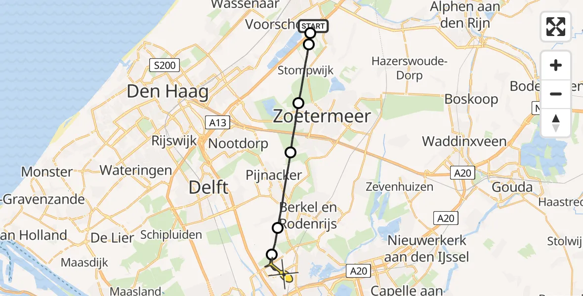 Routekaart van de vlucht: Lifeliner 2 naar Rotterdam The Hague Airport