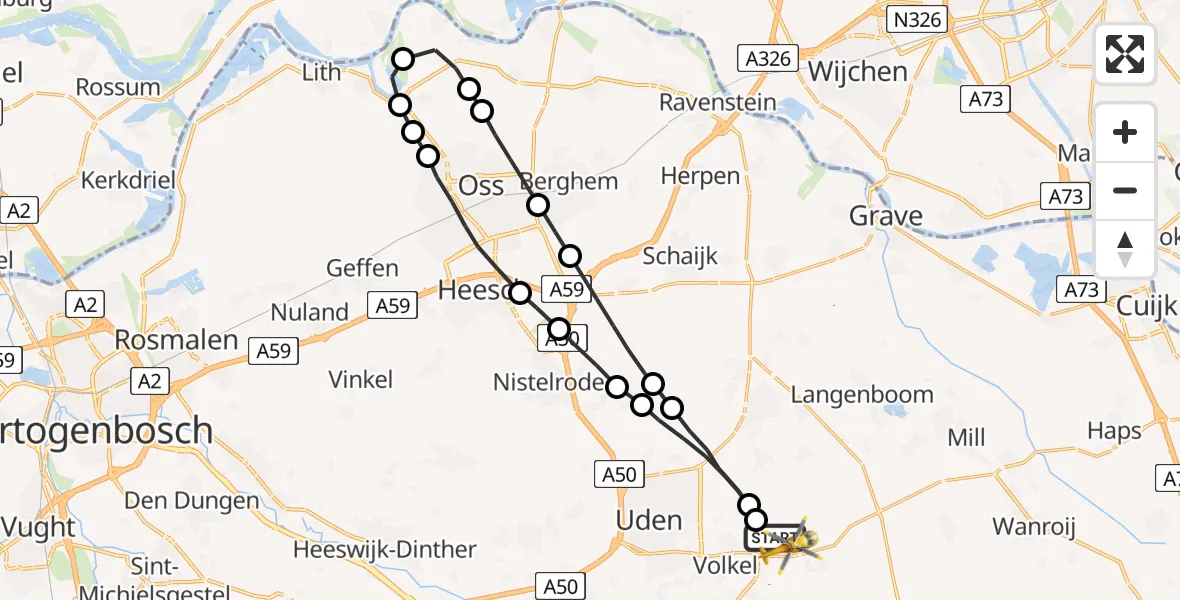 Vluchtroute Traumahelikopter Vliegbasis Volkel - Vliegbasis Volkel, 21 september 2022, 11:43