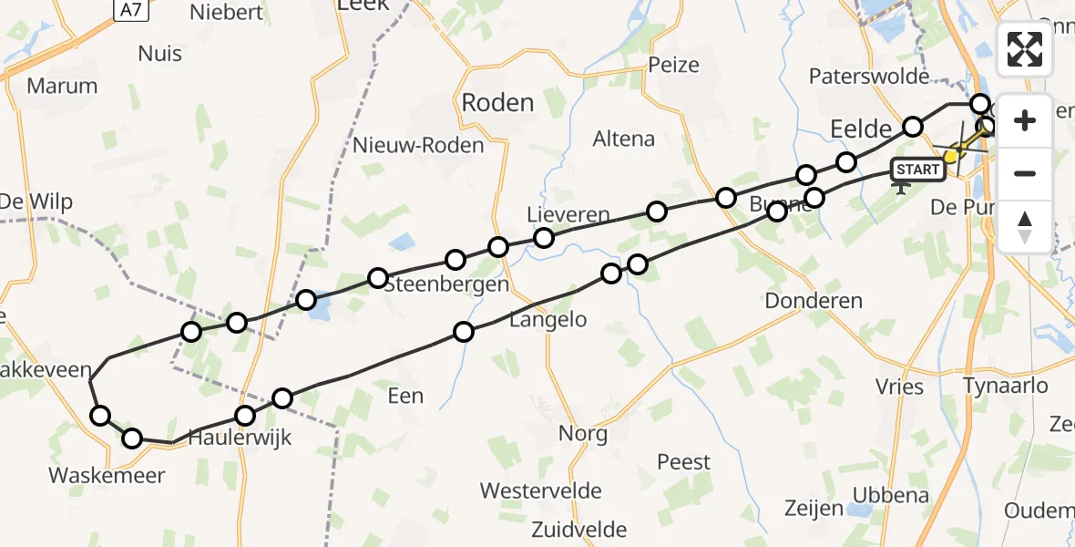 Routekaart van de vlucht: Lifeliner 4 naar Eelde