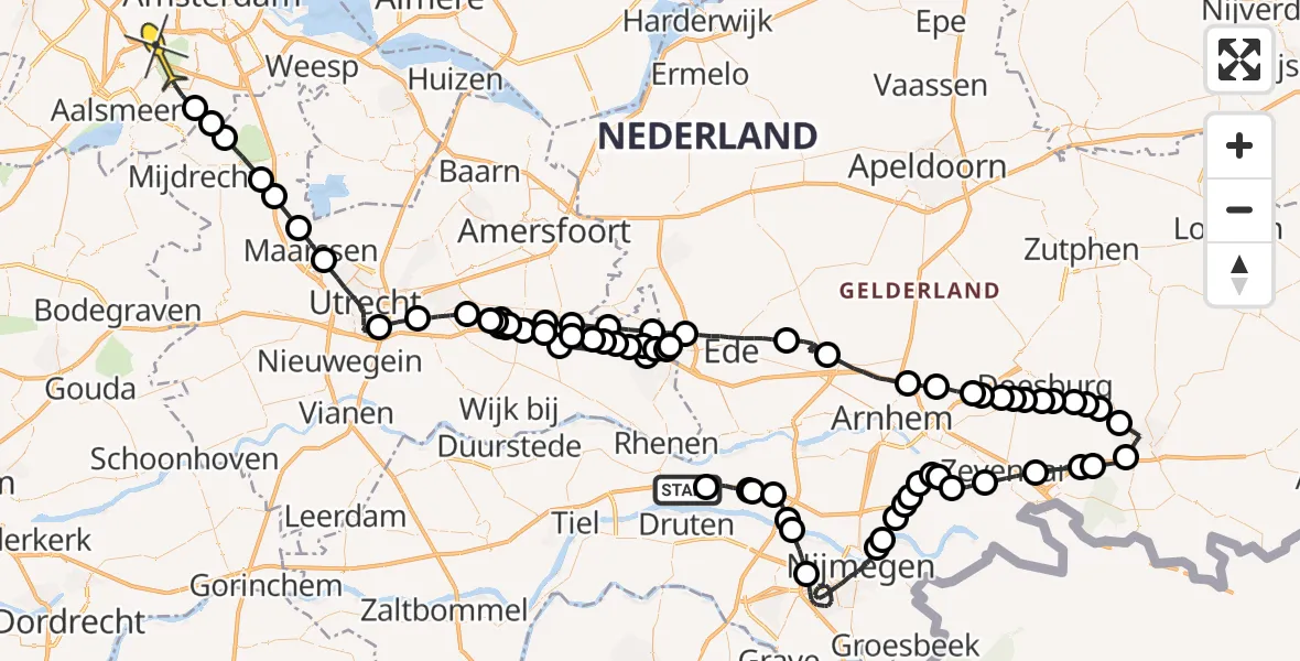 Routekaart van de vlucht: Politieheli naar Badhoevedorp
