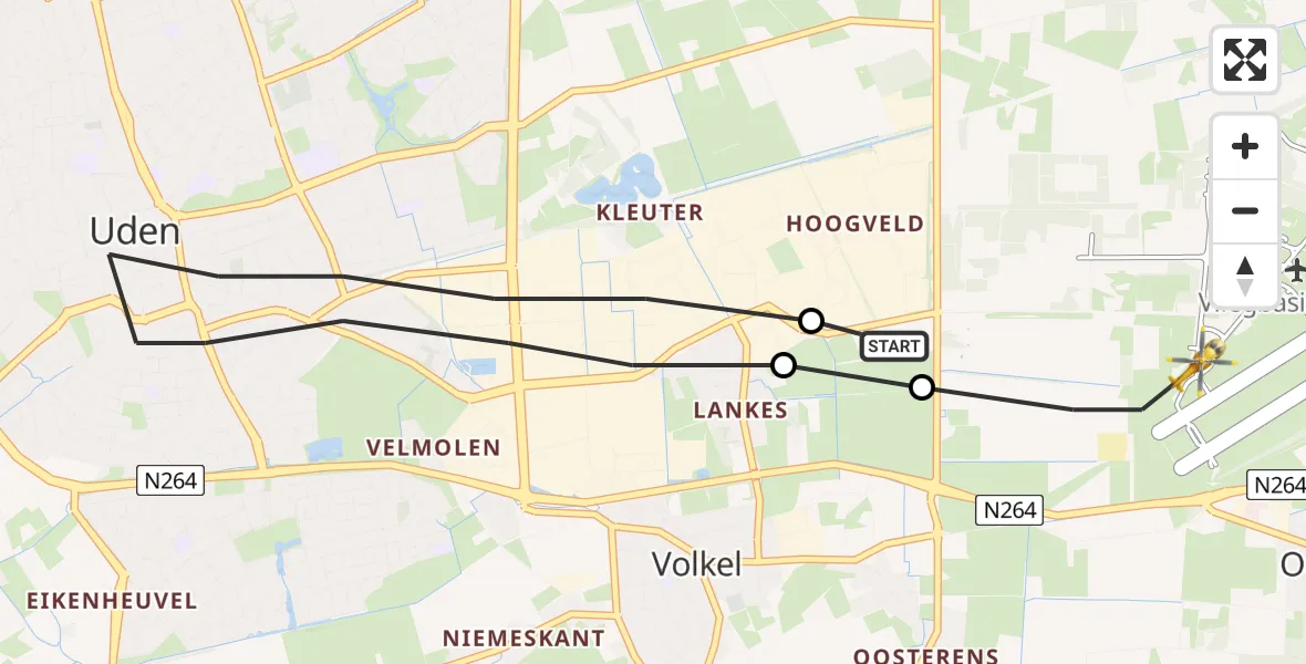 Vluchtroute Traumahelikopter Vliegbasis Volkel - Vliegbasis Volkel, 21 september 2022, 14:55