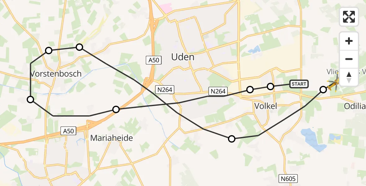 Vluchtroute Traumahelikopter Vliegbasis Volkel - Vliegbasis Volkel, 21 september 2022, 16:00