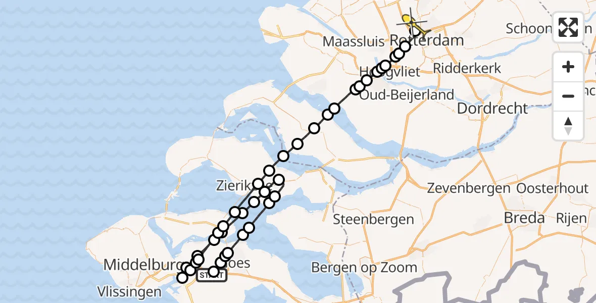 Routekaart van de vlucht: Lifeliner 2 naar Rotterdam The Hague Airport