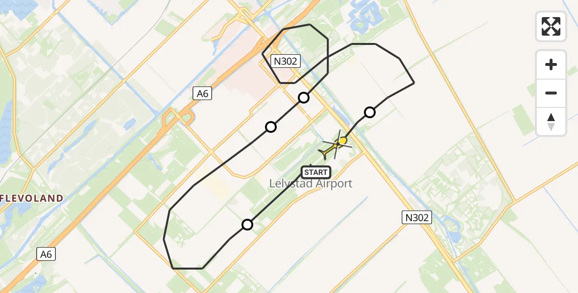 Routekaart van de vlucht: Traumaheli naar Lelystad Airport