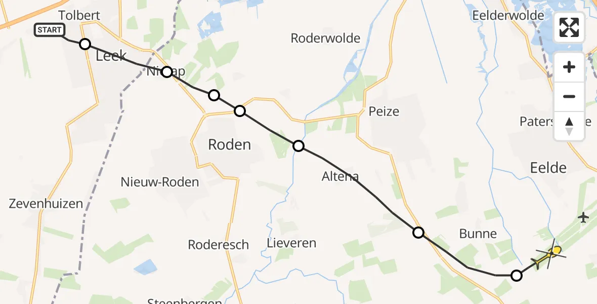 Routekaart van de vlucht: Lifeliner 4 naar Groningen Airport Eelde