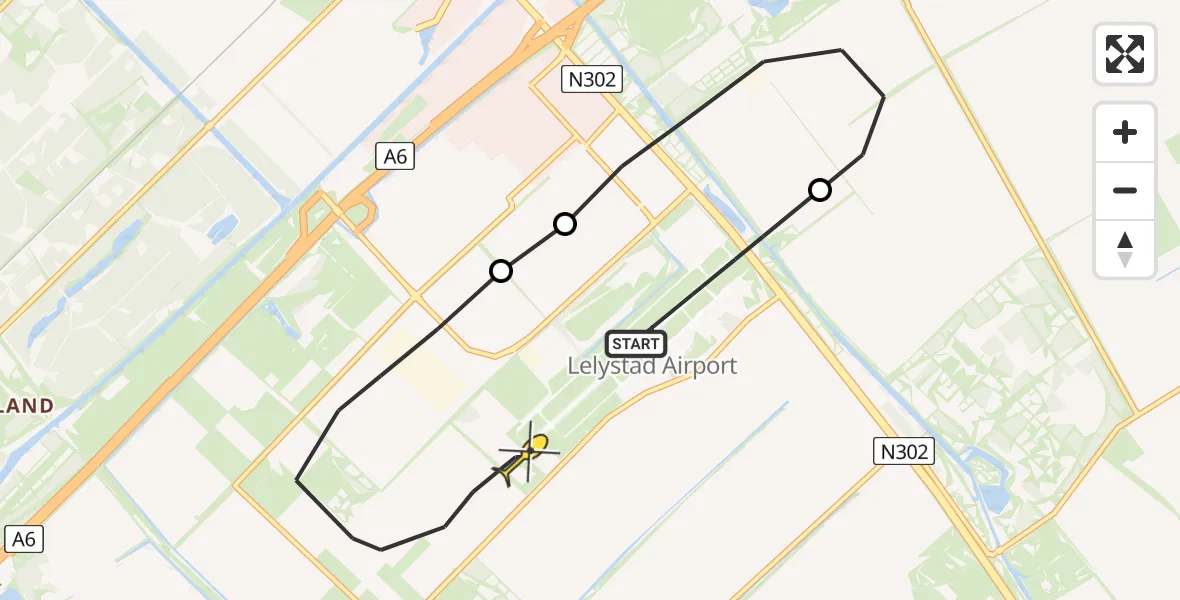 Routekaart van de vlucht: Traumaheli naar Lelystad