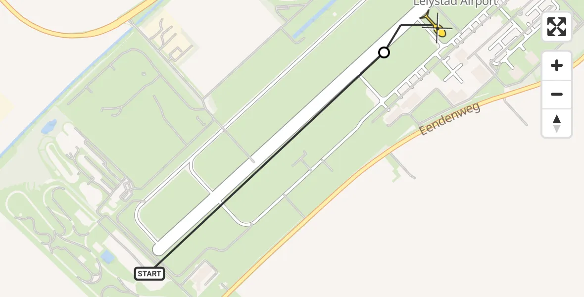 Routekaart van de vlucht: Traumahelikopter naar Lelystad Airport