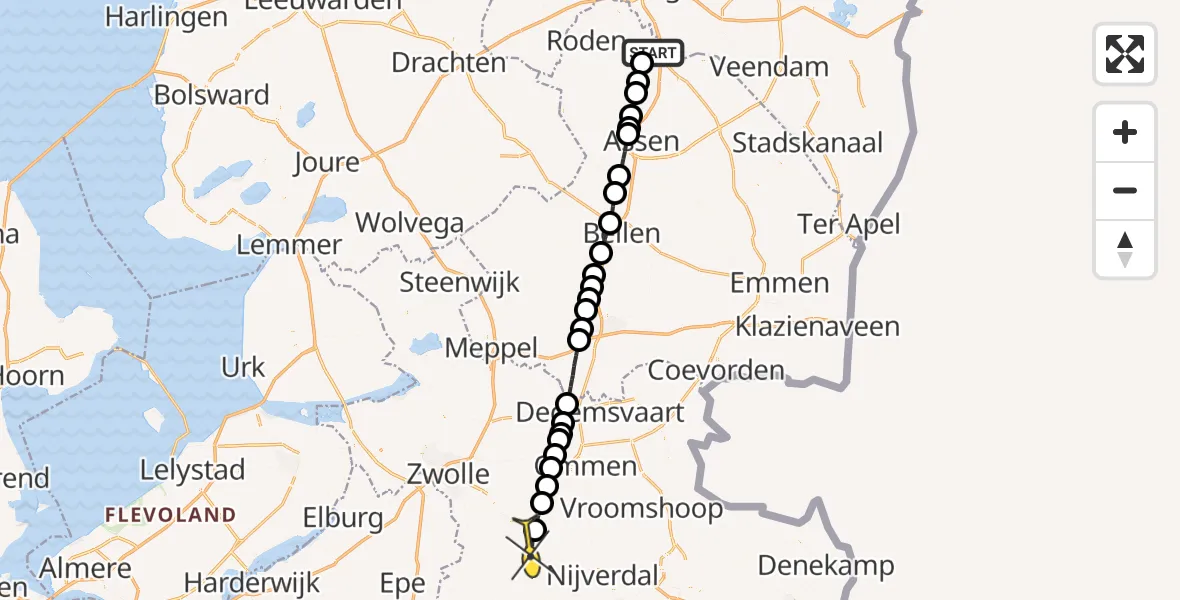 Routekaart van de vlucht: Lifeliner 4 naar Raalte