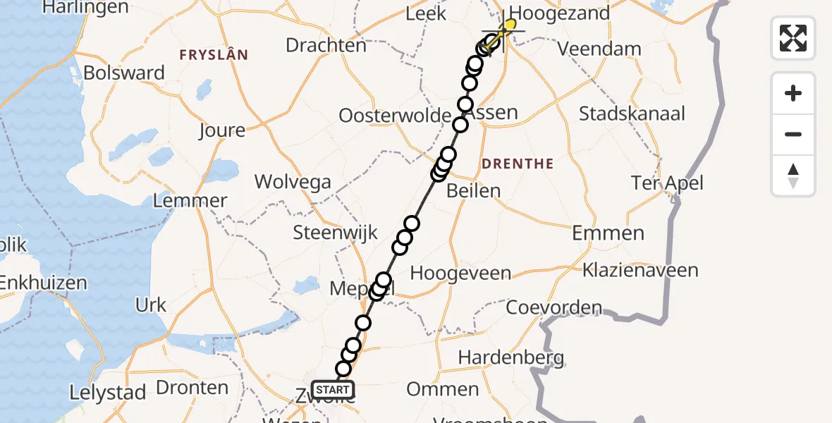 Routekaart van de vlucht: Lifeliner 4 naar Groningen Airport Eelde