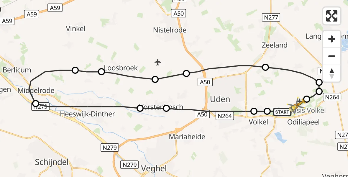 Vluchtroute Traumahelikopter Vliegbasis Volkel - Vliegbasis Volkel, 22 september 2022, 08:53