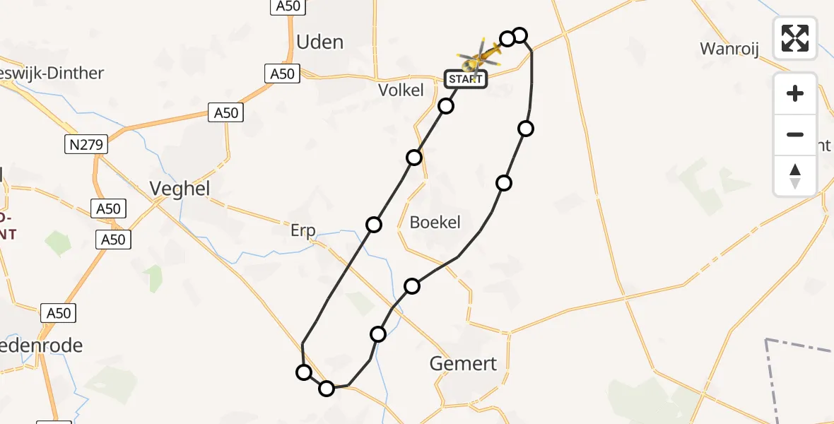 Vluchtroute Traumahelikopter Vliegbasis Volkel - Vliegbasis Volkel, 22 september 2022, 11:53