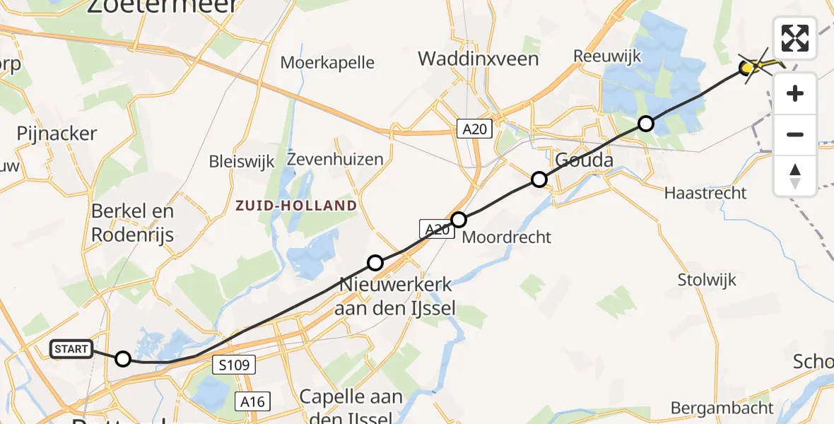 Routekaart van de vlucht: Lifeliner 2 naar Driebruggen