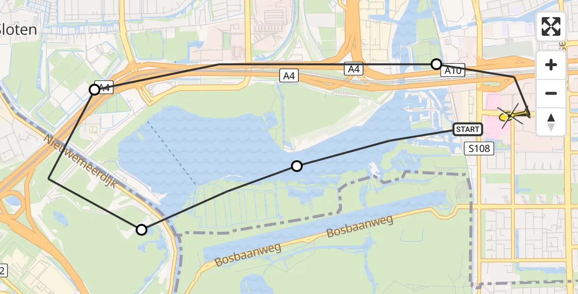 Routekaart van de vlucht: Lifeliner 1 naar VU Medisch Centrum Amsterdam