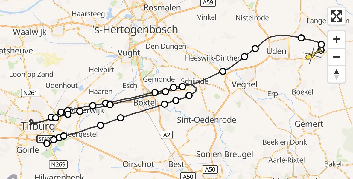 Routekaart van de vlucht: Lifeliner 3 naar Vliegbasis Volkel