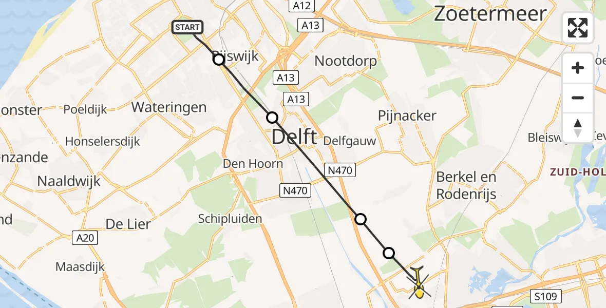 Routekaart van de vlucht: Lifeliner 2 naar Rotterdam The Hague Airport