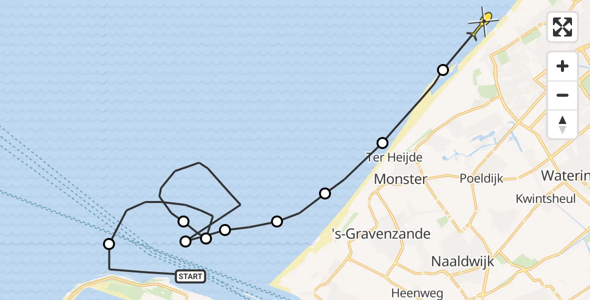 Routekaart van de vlucht: Politieheli naar Den Haag