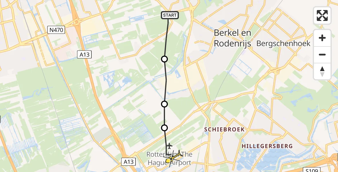 Routekaart van de vlucht: Lifeliner 2 naar Rotterdam The Hague Airport