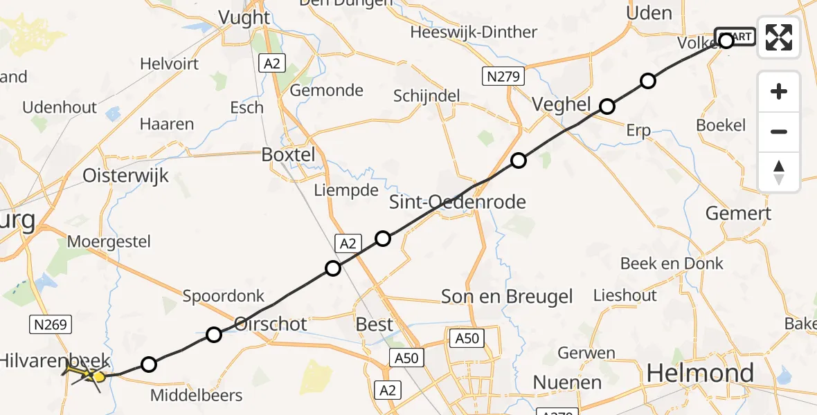 Routekaart van de vlucht: Lifeliner 3 naar Diessen