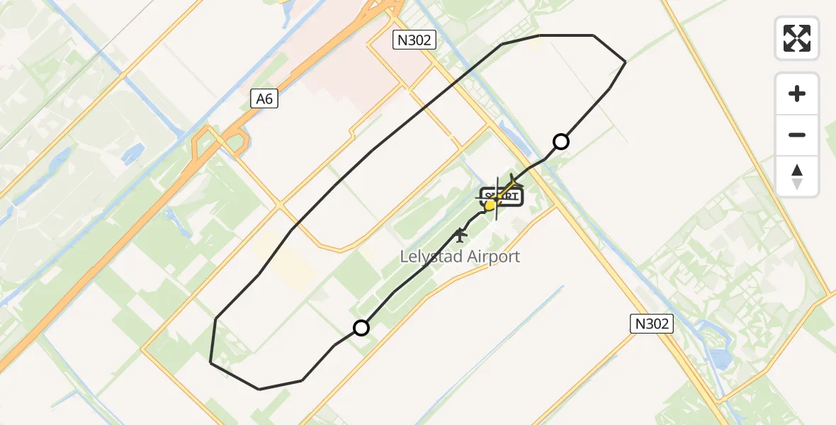 Routekaart van de vlucht: Traumaheli naar Lelystad Airport