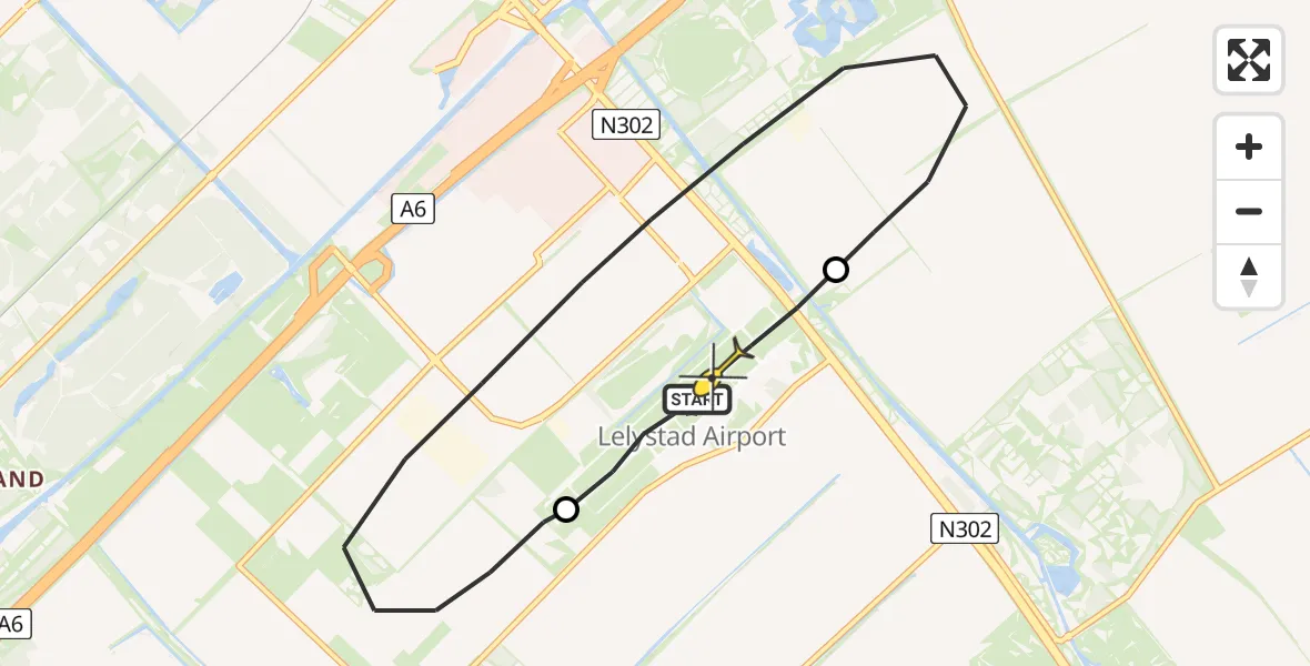 Routekaart van de vlucht: Traumaheli naar Lelystad Airport