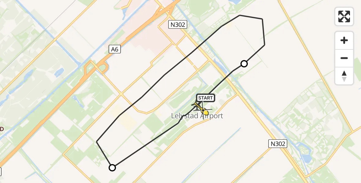 Routekaart van de vlucht: Traumaheli naar Lelystad Airport