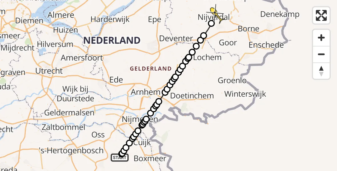 Routekaart van de vlucht: Lifeliner 3 naar Nijverdal