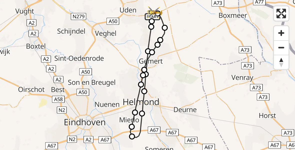 Vluchtroute Traumahelikopter Vliegbasis Volkel - Vliegbasis Volkel, 23 september 2022, 07:47