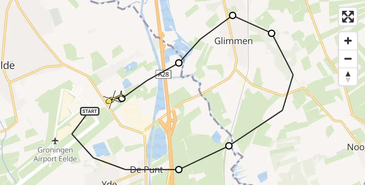 Routekaart van de vlucht: Lifeliner 4 naar Groningen Airport Eelde