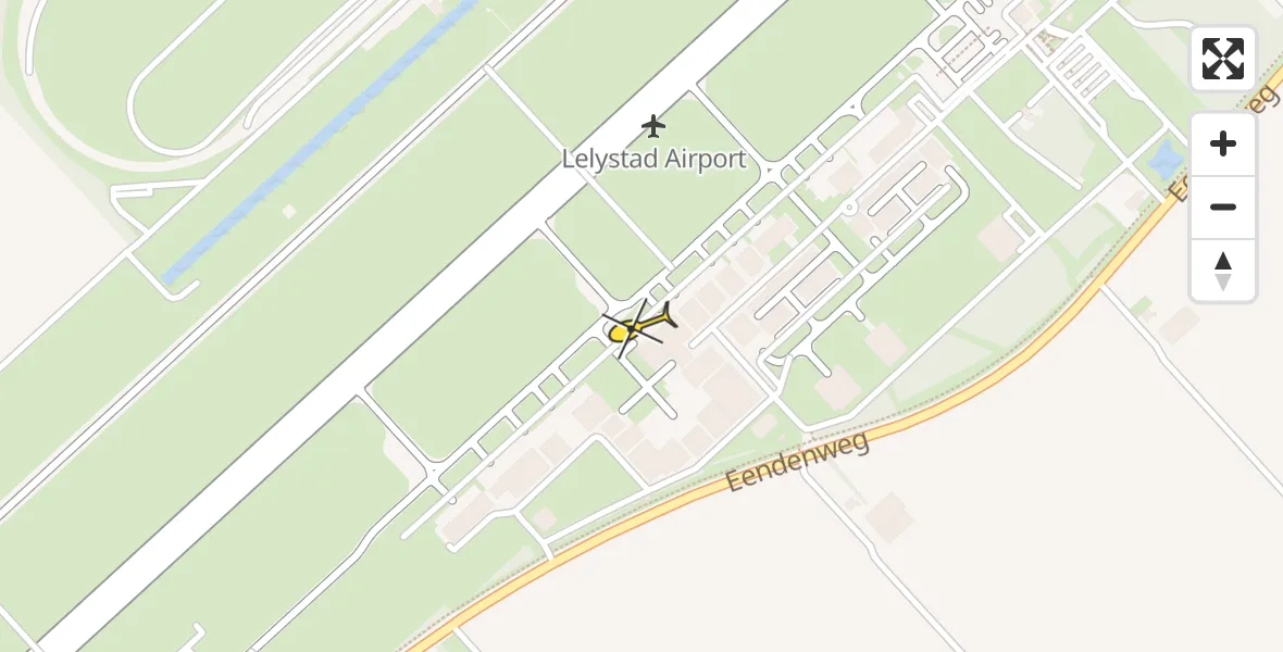 Vluchtroute Traumahelikopter van Lelystad Airport naar Lelystad Airport