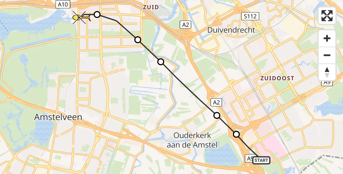 Routekaart van de vlucht: Lifeliner 1 naar VU Medisch Centrum Amsterdam