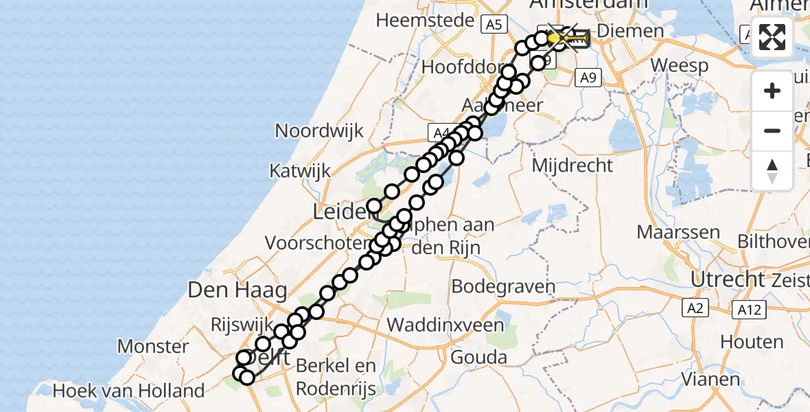 Routekaart van de vlucht: Lifeliner 1 naar VU Medisch Centrum Amsterdam