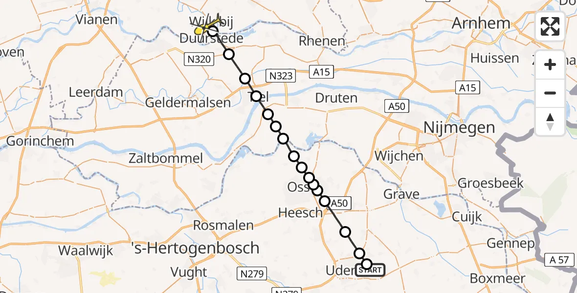 Routekaart van de vlucht: Lifeliner 3 naar Wijk bij Duurstede