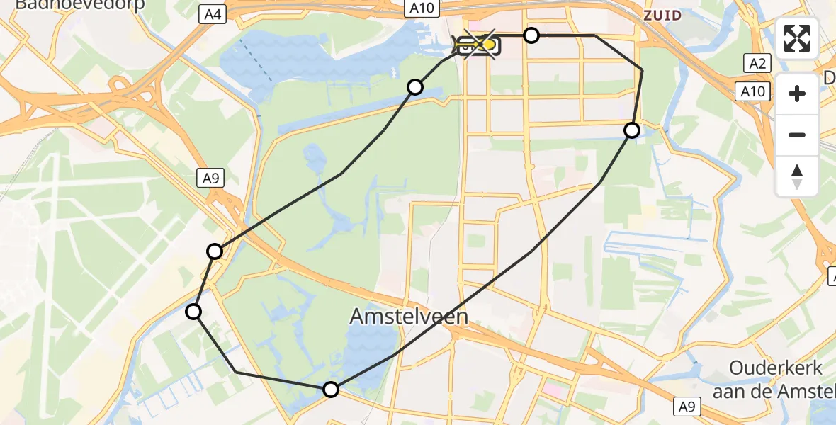 Routekaart van de vlucht: Lifeliner 1 naar VU Medisch Centrum Amsterdam