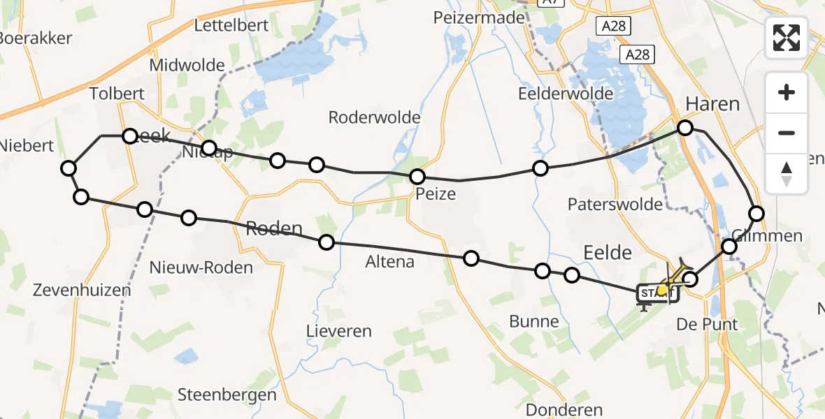 Routekaart van de vlucht: Lifeliner 4 naar Groningen Airport Eelde