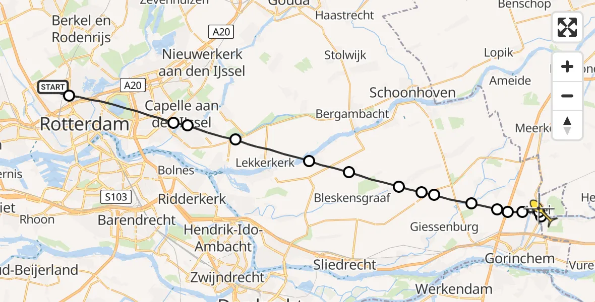 Routekaart van de vlucht: Lifeliner 2 naar Arkel