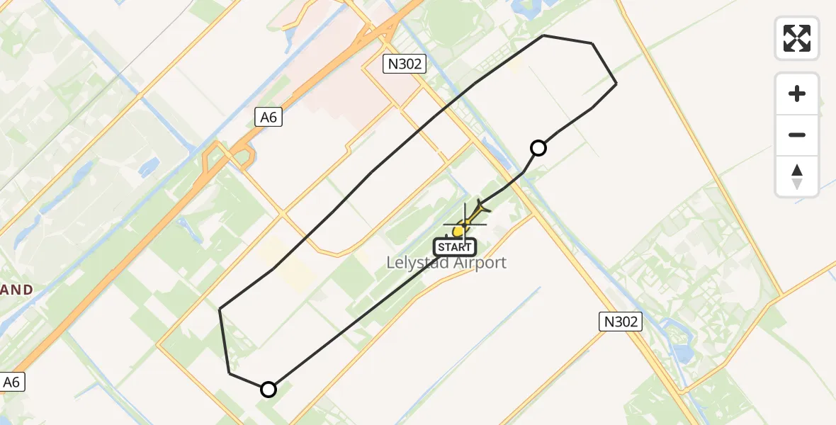 Routekaart van de vlucht: Traumaheli naar Lelystad Airport