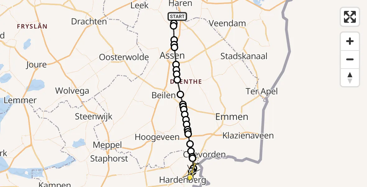 Routekaart van de vlucht: Lifeliner 4 naar Gramsbergen