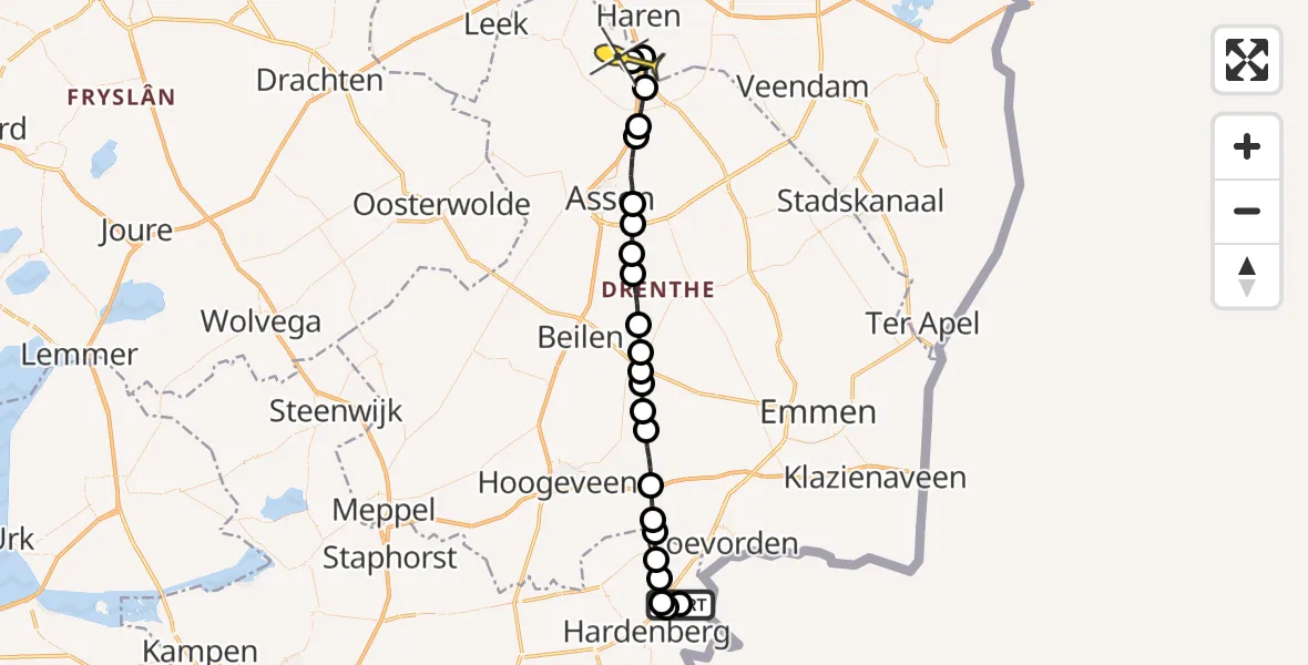 Routekaart van de vlucht: Lifeliner 4 naar Groningen Airport Eelde