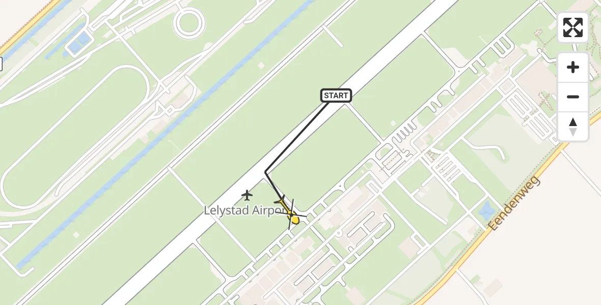 Vluchtroute Traumahelikopter van Lelystad Airport naar Lelystad Airport