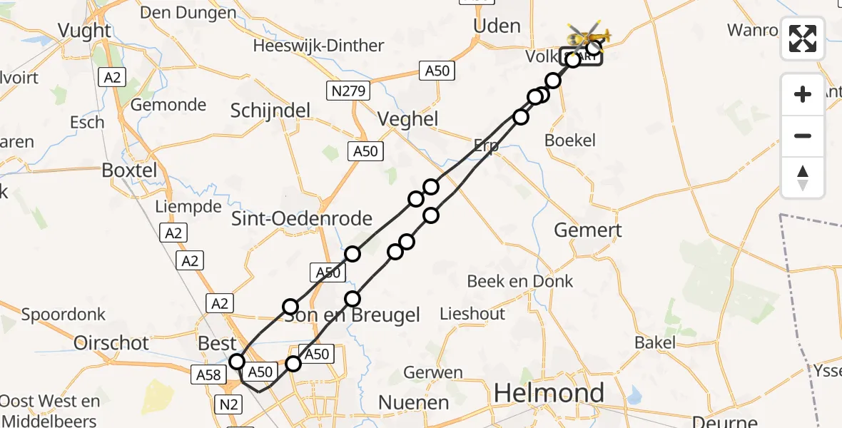 Vluchtroute Traumahelikopter Vliegbasis Volkel - Vliegbasis Volkel, 24 september 2022, 05:19